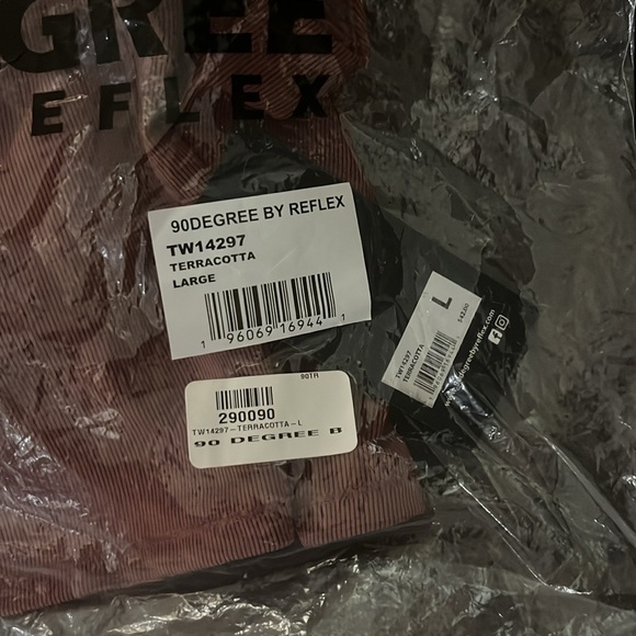 NEW 90 DEGREE BY REFLEX crop top Terracotta BNWT ribbed Large - Picture 7 of 8